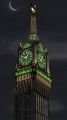 complete view of makka clock at night