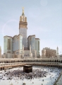 nice view of makka clock with Kabba
